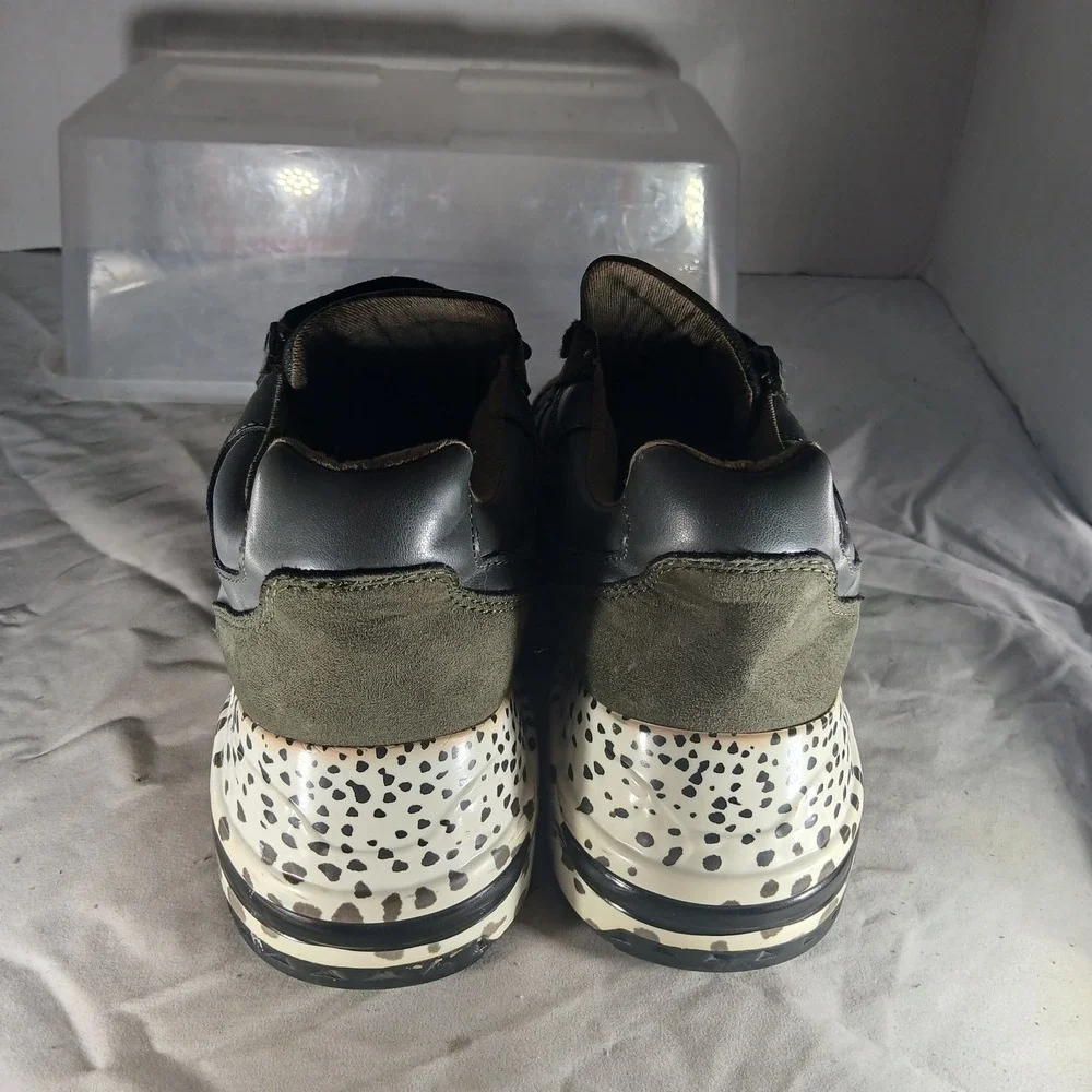 Steve Madden Bena Olive Green Camo Dalmatian Print Chunky Sneakers 8.5M BENA01S1